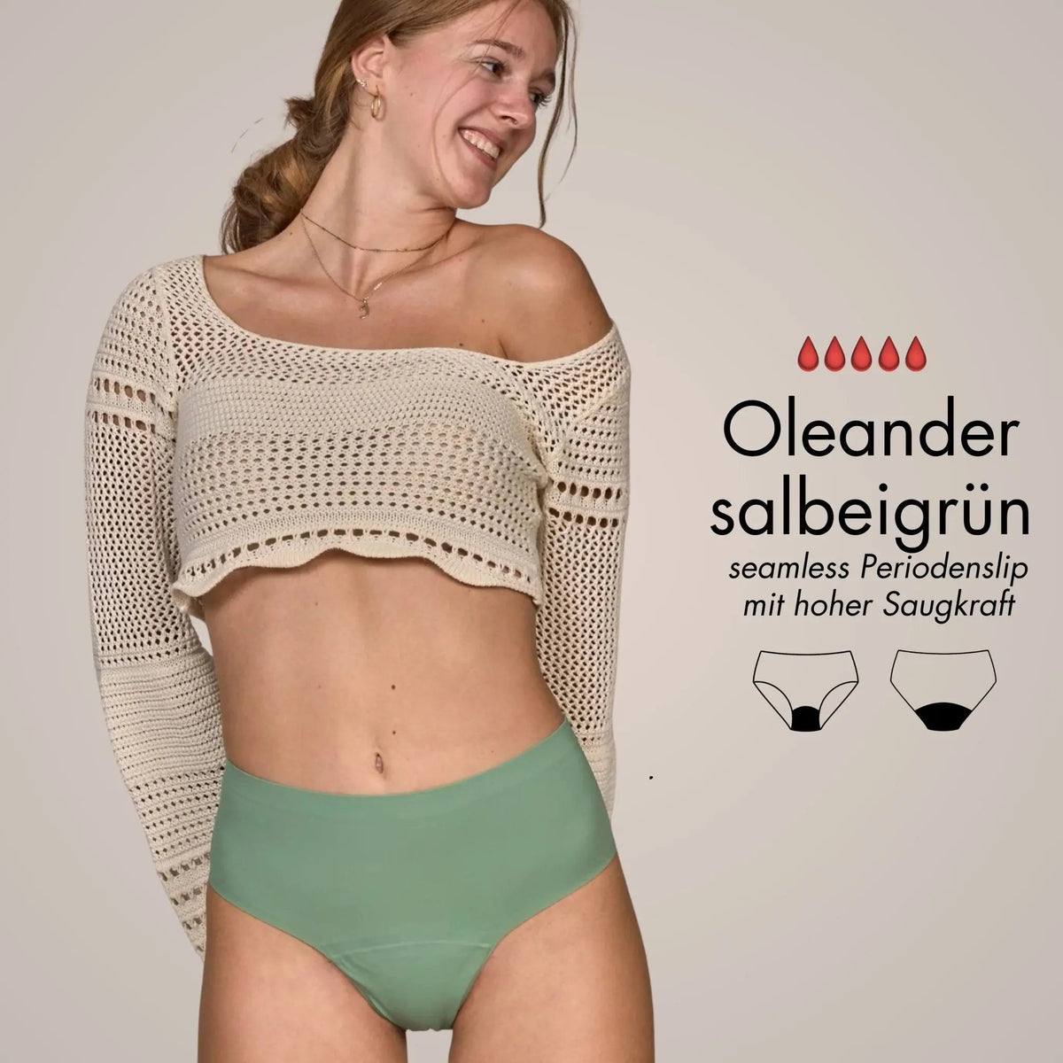 Oleander salbeigrün - seamless Periodenslip mit hoher Saugkraft